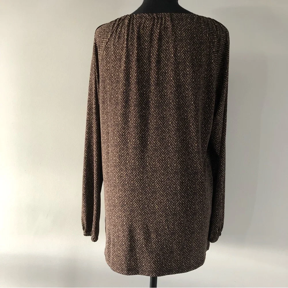 Women’s MICHAEL Michael Kors Brown Long sleeve Gold chain blouse size S - Picture 7 of 12